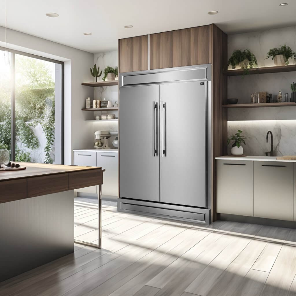 FORNO Appliance Package - 48" Gas Range, 60" Refrigerator, Microwave Drawer, Dishwasher, AP-FFSGS6244-48-26