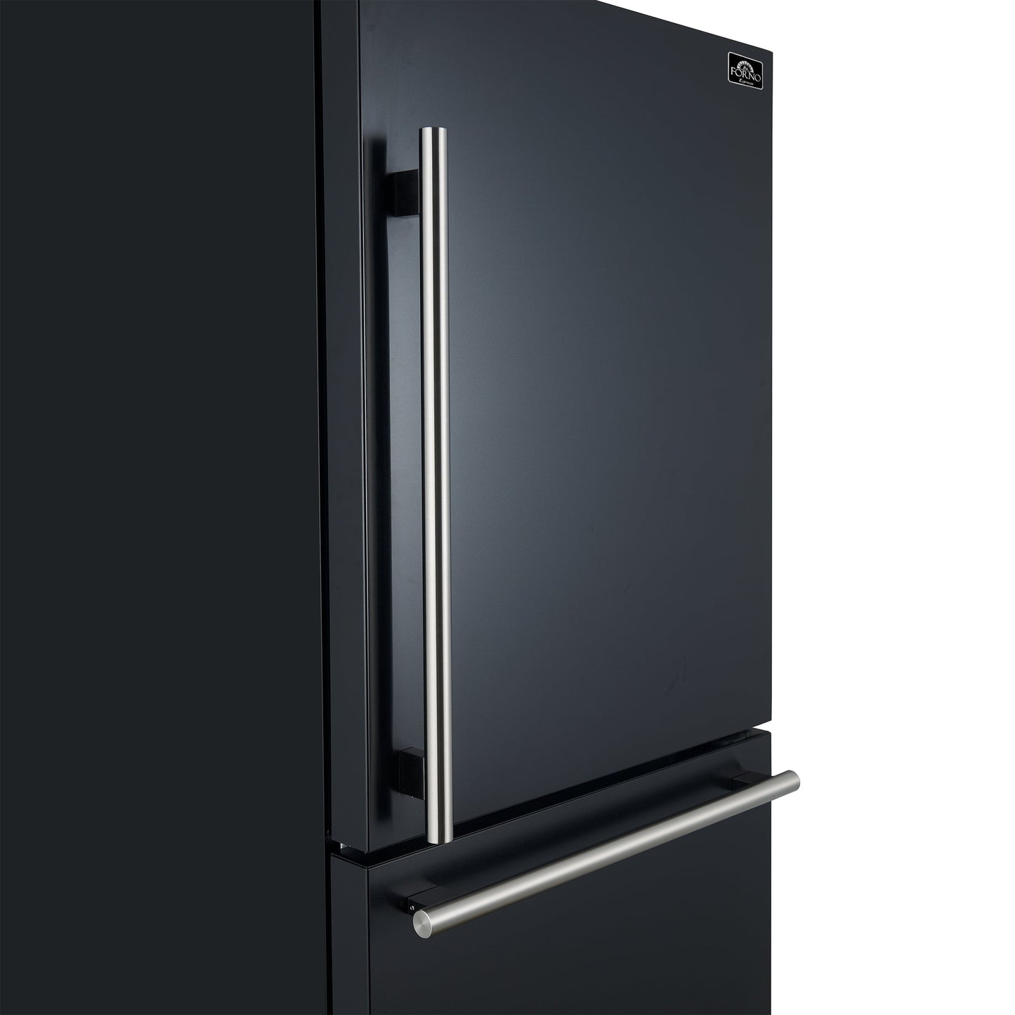 Forno Milano 31 in. Bottom Freezer Refrigerator, 17.2 cu ft, Right-Hinged Door, Black with Stainless Steel Handles (Model FFFFD1785-31BLK)
