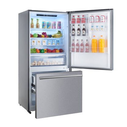 Forno Milano 31-Inch French Door Refrigerator with Bottom Freezer, 17.2 cu ft, Stainless Steel, Right Swing (Model FFFFD1785-31S)