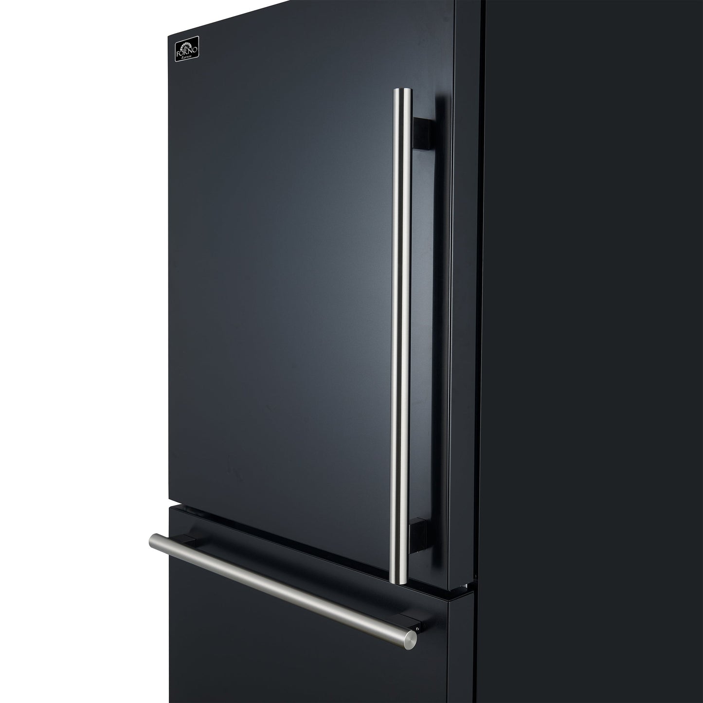FORNO Milano 62" Side-by-Side Refrigerator, 34.4 cu ft, Ice Maker, Black with Stainless Steel Accents (FFFFD1787-60BLK)