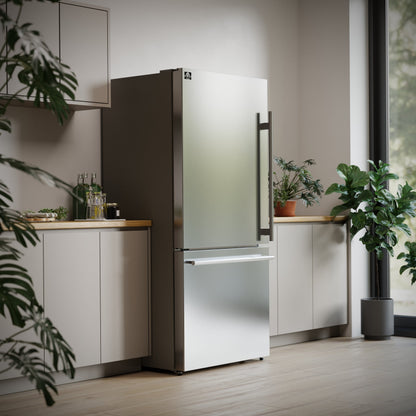 Forno Espresso Milano 31-Inch French Door Refrigerator with Bottom Freezer, 17.2 cu ft, Left Swing, Ice Maker, Stainless Steel, Model FFFFD1786-31S