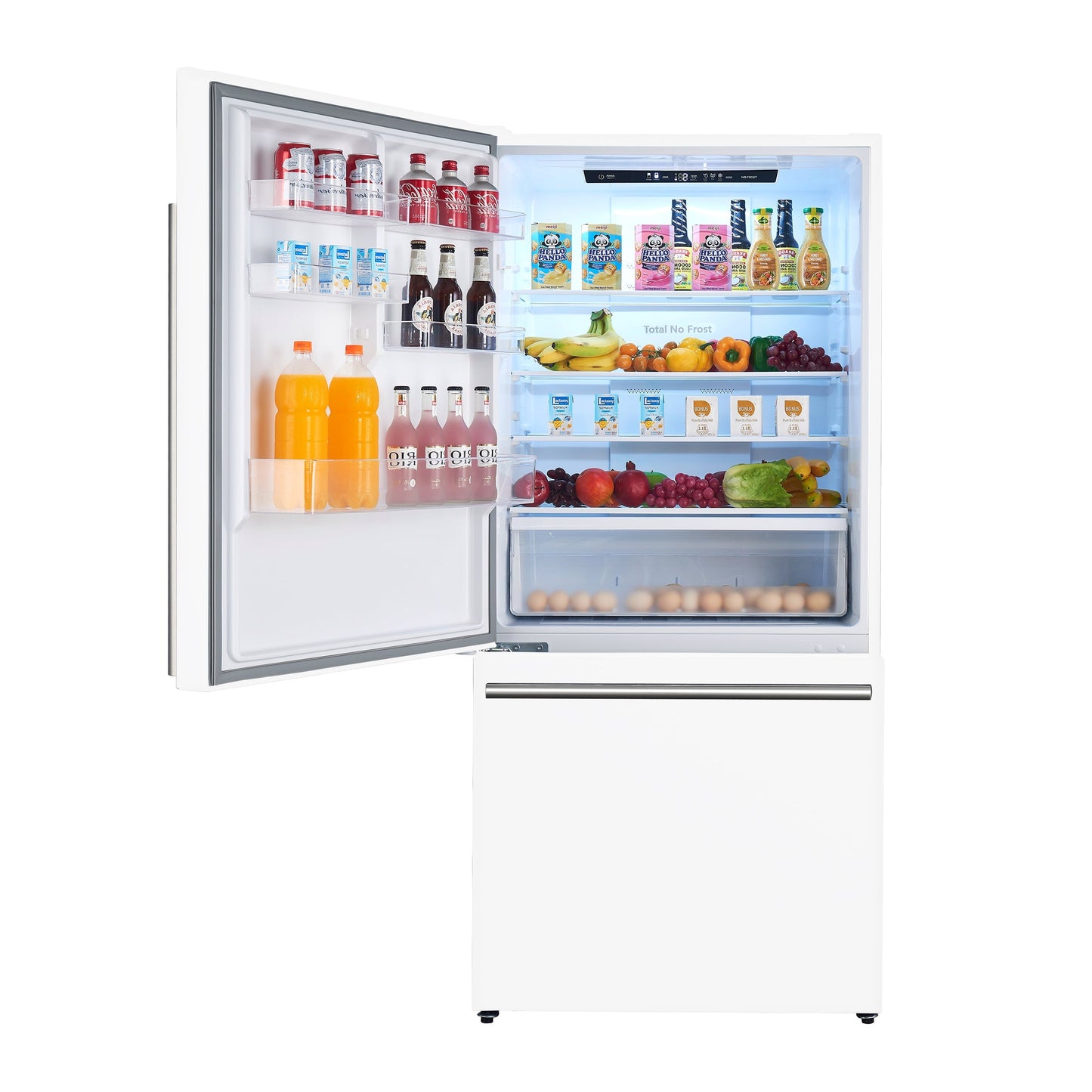 Forno Espresso Milano 31-Inch French Door Refrigerator with Bottom Freezer, 17.2 cu. ft., Left Swing, Ice Maker, White Finish with Antique Brass Handles (Model FFFFD1786-31WHT)