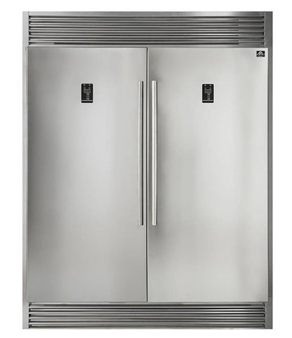 FORNO Appliance Package - 48 Inch Gas Burner/Electric Oven Pro Range, Wall Mount Range Hood, Refrigerator, AP-FFSGS6187-48-4