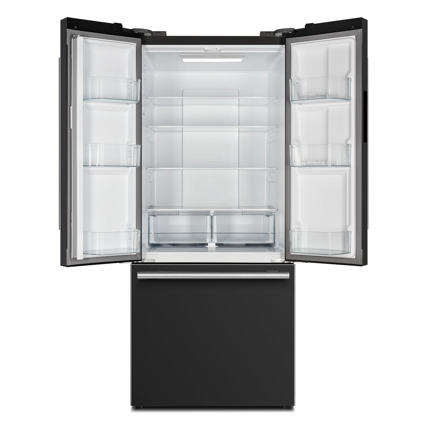 Forno Gallipoli 30-Inch French Door Refrigerator, 17.5 cu. ft., Black, with Ice Maker and Stainless Steel Handles (Model FFFFD1974-31BLK)