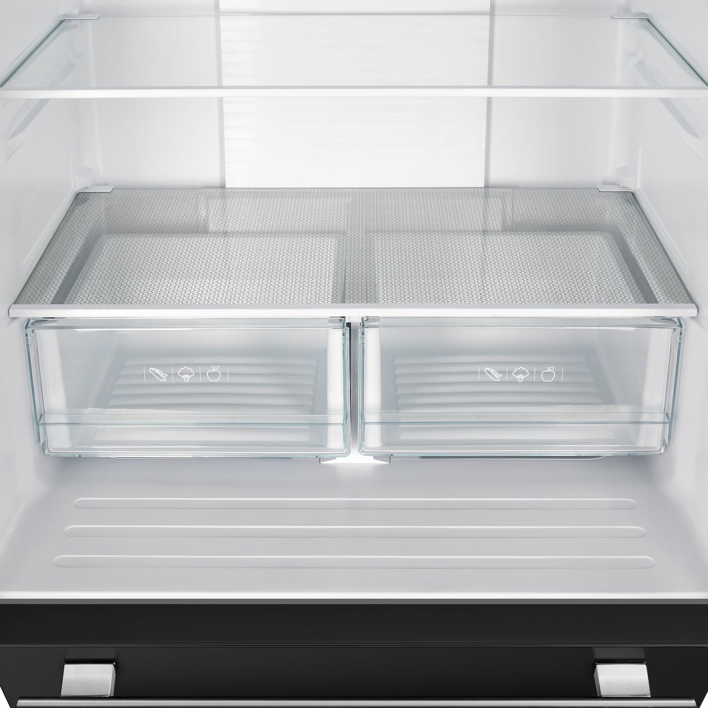 Forno Gallipoli 30-Inch French Door Refrigerator, 17.5 cu. ft., Black, with Ice Maker and Stainless Steel Handles (Model FFFFD1974-31BLK)