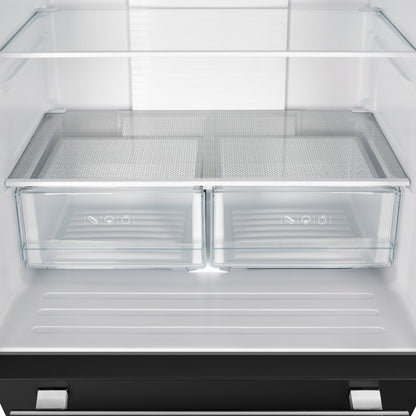 Forno Gallipoli 30-Inch French Door Refrigerator, 17.5 cu. ft., Black, with Ice Maker and Stainless Steel Handles (Model FFFFD1974-31BLK)