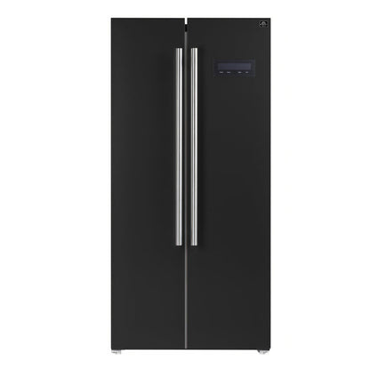 FORNO Espresso Package - 30" Electric Range, Range Hood and Refrigerator in Black with Stainless Steel Handles