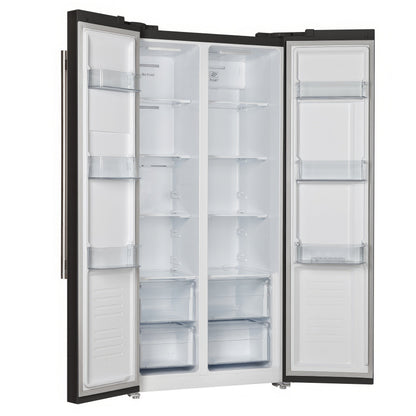 FORNO Salerno 33-Inch French Door Refrigerator, 15.6 Cu. Ft., Black with Stainless Steel Handles (Model FFRBI1805-33BLK)