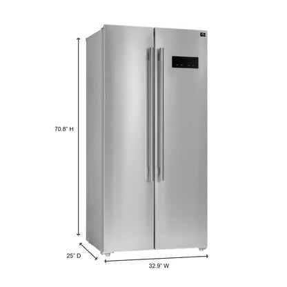 Forno Salerno 33-Inch Side-by-Side Built-In Refrigerator, 15.6 Cu. Ft., Stainless Steel (FFRBI1805-33SB)
