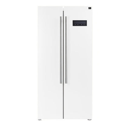 FORNO Espresso Package - 30" Electric Range, Range Hood, Refrigerator and Dishwasher in White with Stainless Steel Handles