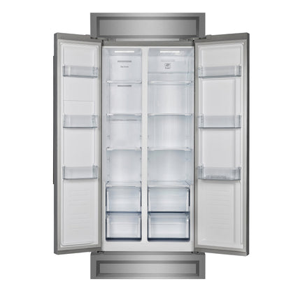 FORNO Salerno 37-Inch Built-In Side-by-Side Refrigerator, 15.6 cu ft, Stainless Steel, with Modern Trim Kit (FFRBI1805-37MG)