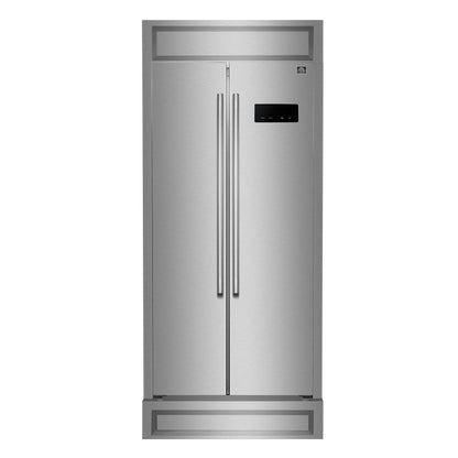 FORNO Salerno 37-Inch Built-In Side-by-Side Refrigerator, 15.6 cu ft, Stainless Steel, with Modern Trim Kit (FFRBI1805-37MG)