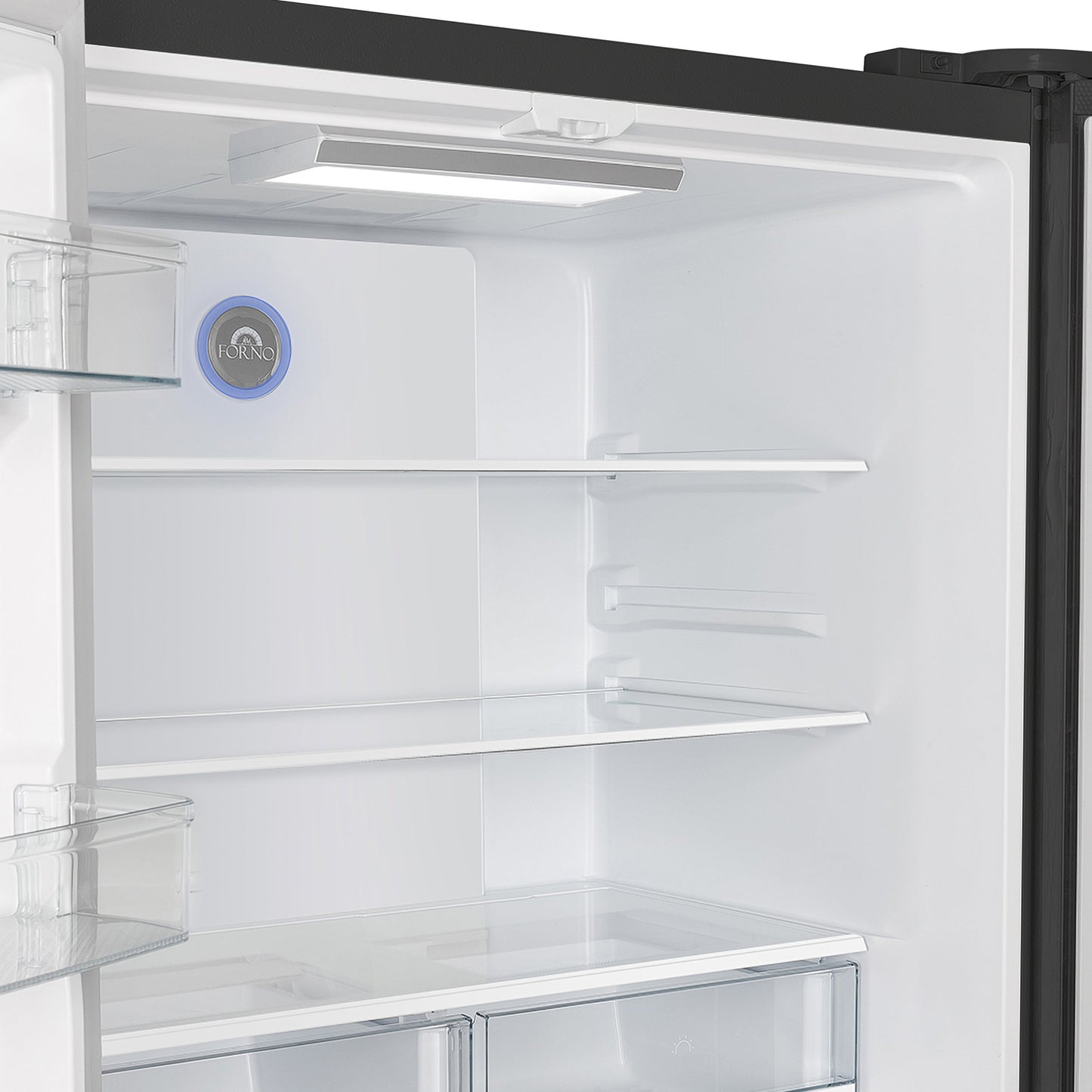 Forno Espresso Moena 36-Inch Counter-Depth French Door Refrigerator, 19.2 Cu. Ft., Black, with Ice Maker and Stainless Steel Handles (FFRBI1820-36BLK)