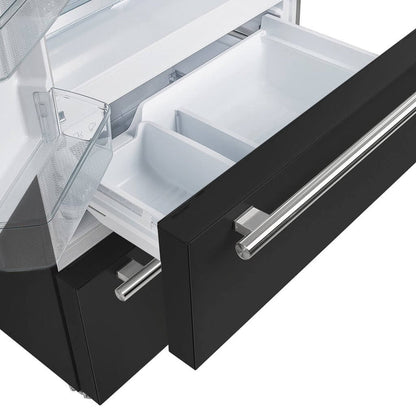 FORNO Espresso Package - 30" Electric Range, Range Hood, Refrigerator and Dishwasher in Black with Stainless Steel Handles