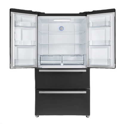 FORNO Espresso Package - 36" Refrigerator and Dishwasher in Black with Stainless Steel Handles