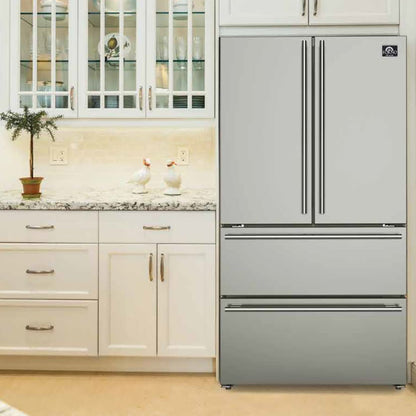 FORNO Appliance Package - 48" Gas Range, Range Hood, 36" Refrigerator, Dishwasher, AP-FFSGS6244-48-17