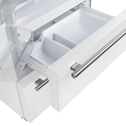 FORNO Espresso Package - 30" Electric Range, Range Hood and Refrigerator in White with Stainless Steel Handles