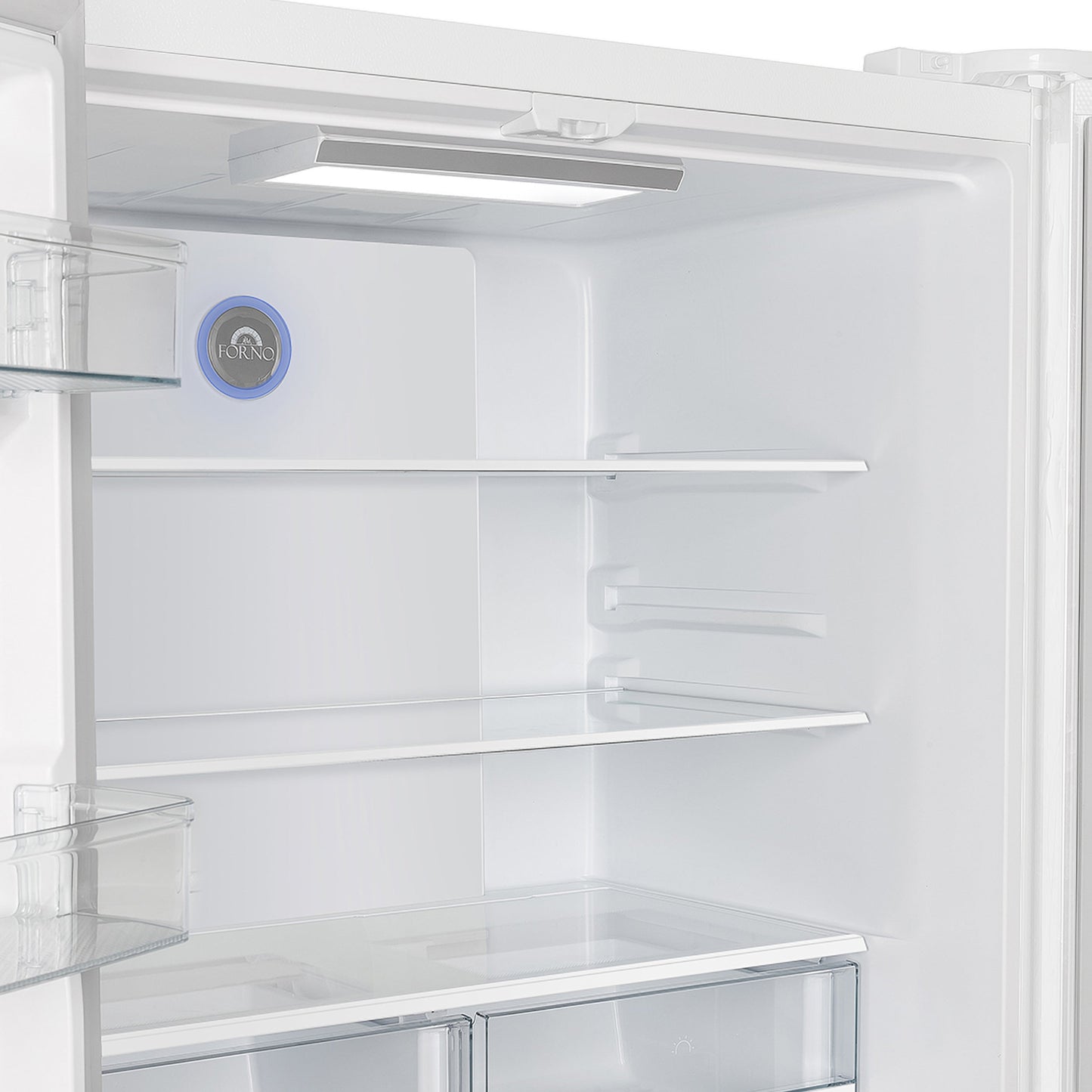 Forno Moena 36-Inch Counter-Depth Refrigerator with Ice Maker, 19.2 Cu. Ft., White with Antique Brass Handles (FFRBI1820-36WHT)