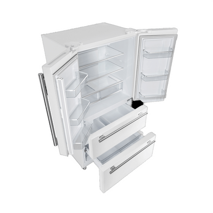 FORNO Espresso Package - 36" Refrigerator and Dishwasher in White with Stainless Steel Handles