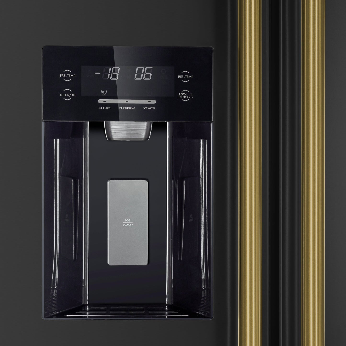 Forno Salerno 36-Inch Side-by-Side Refrigerator, 20 cu. ft., Black, Water & Ice Dispenser, Antique Brass Handles (FFRBI1844-36BLK)