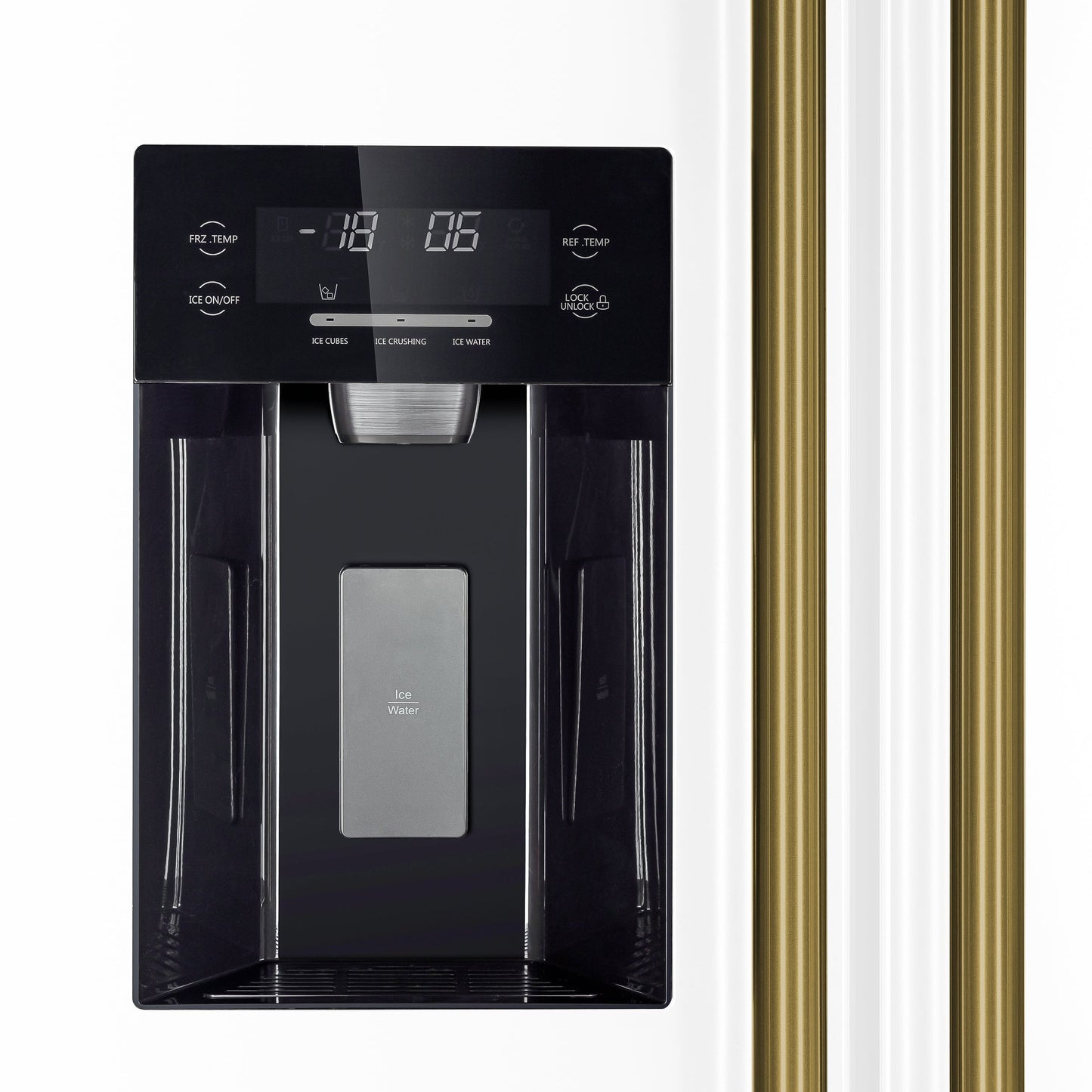 FORNO Salerno 36-Inch Side-by-Side Refrigerator, 20 Cu. Ft., Water and Ice Dispenser, White with Antique Brass Handles (Model FFRBI1844-36WHT)