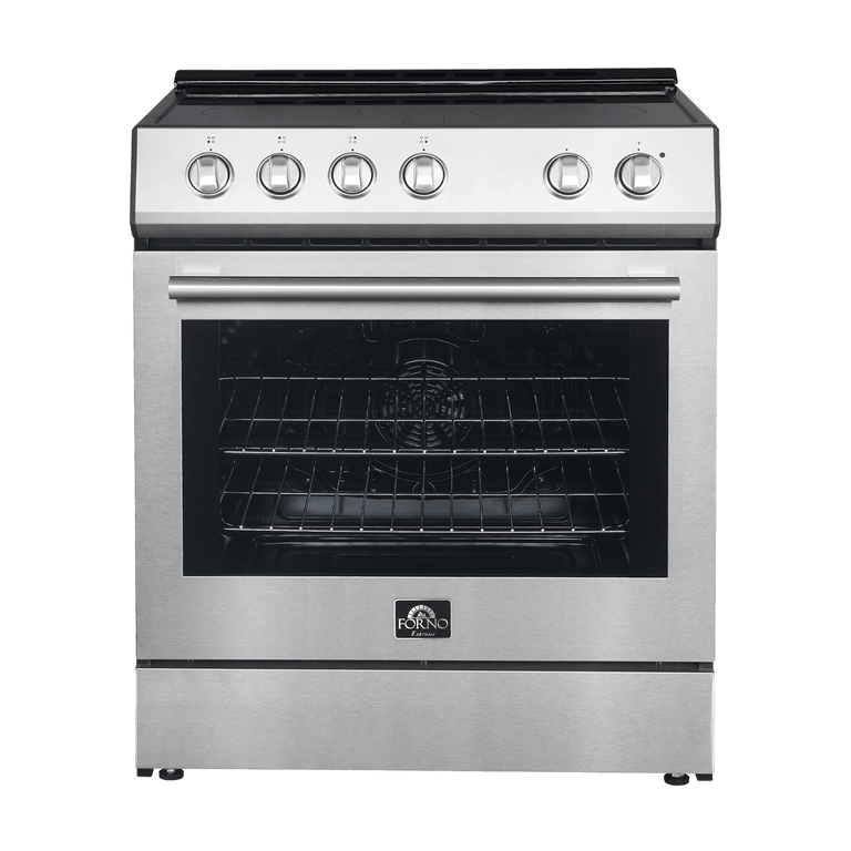 FORNO Espresso Package - 30" Electric Range, Range Hood and Refrigerator in Stainless Steel