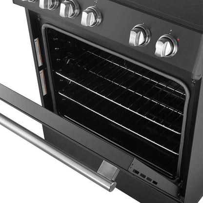 FORNO Espresso Package - 30" Electric Range and Refrigerator in Black with Stainless Steel Handles, FBDL-003-02US