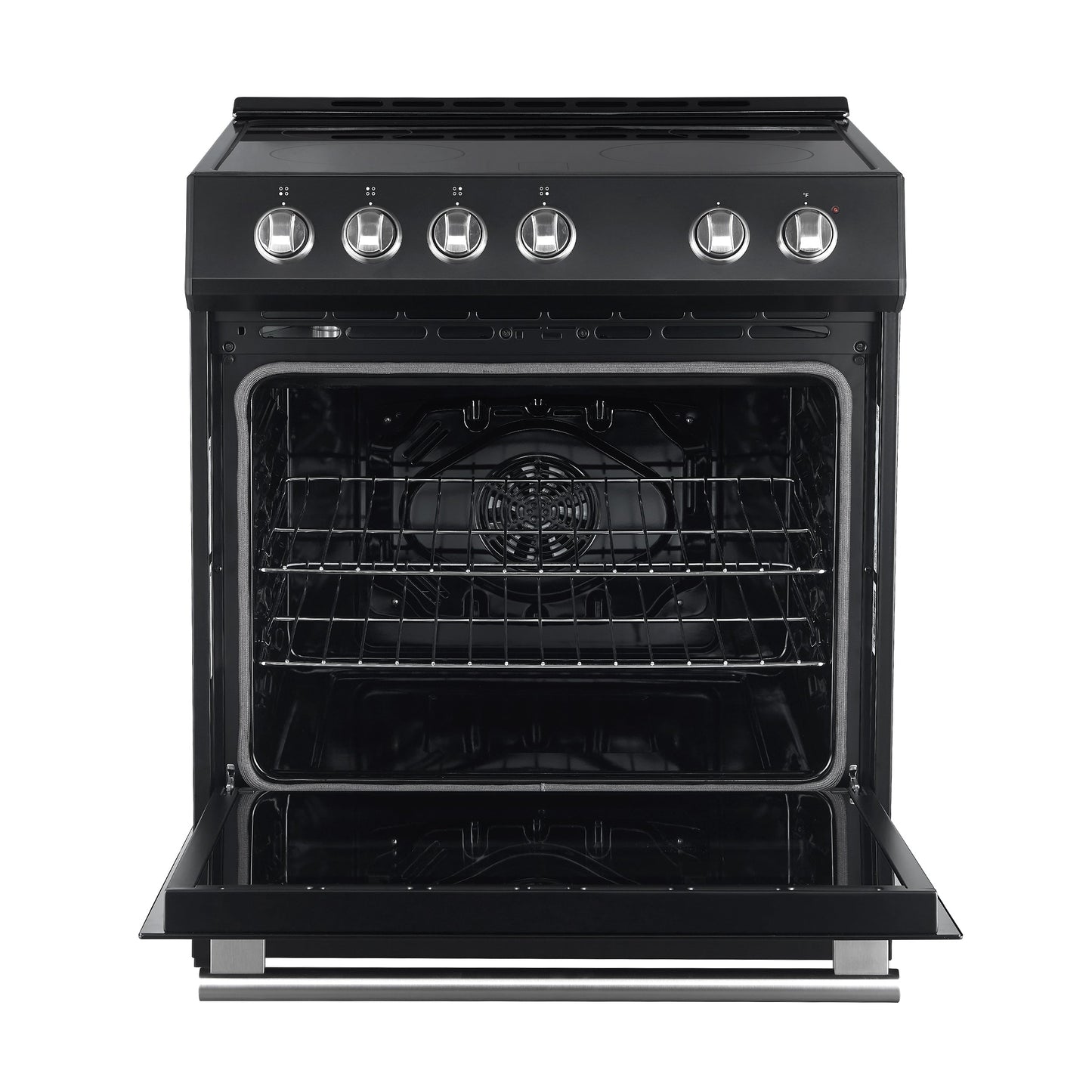 Forno Leonardo Espresso 30-Inch Freestanding Electric Range, 5.0 cu. ft., Black with Stainless Steel Handles (Model FFSEL6012-30BLK)