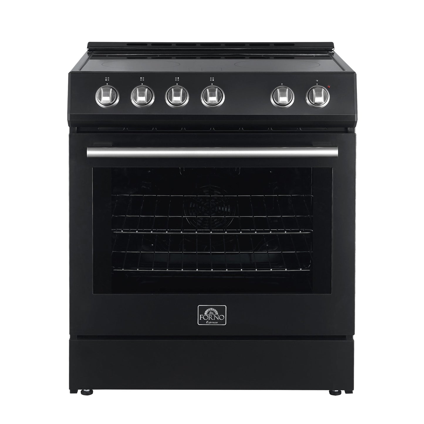 Forno Leonardo Espresso 30-Inch Freestanding Electric Range, 5.0 cu. ft., Black with Stainless Steel Handles (Model FFSEL6012-30BLK)
