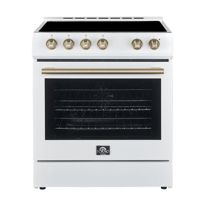 Forno Leonardo 30 Inch Freestanding Electric Range 5.0 cu ft White with Stainless Steel Handles FFSEL6012-30WHT