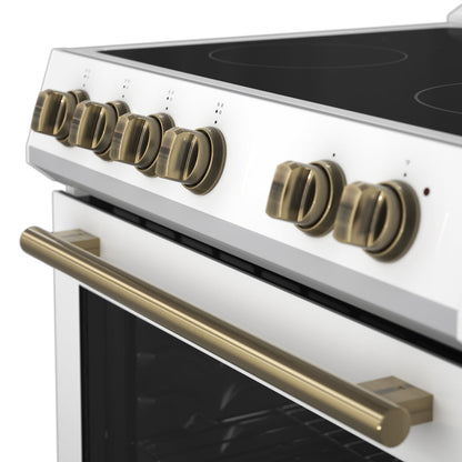 Forno Leonardo 30 Inch Freestanding Electric Range 5.0 cu ft White with Stainless Steel Handles FFSEL6012-30WHT