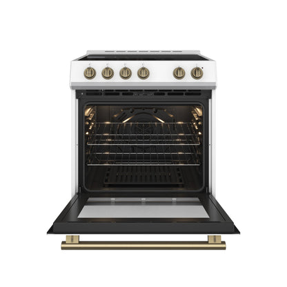 Forno Leonardo 30 Inch Freestanding Electric Range 5.0 cu ft White with Stainless Steel Handles FFSEL6012-30WHT