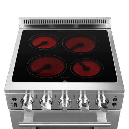FORNO Loiano 24 in. 2.3 cu. ft. Freestanding Electric Range with 4 Radiant Elements, Storage Drawer, Air Fryer Kit, Stainless Steel (FFSEL6069-24)