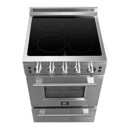 FORNO Loiano 24 in. 2.3 cu. ft. Freestanding Electric Range with 4 Radiant Elements, Storage Drawer, Air Fryer Kit, Stainless Steel (FFSEL6069-24)