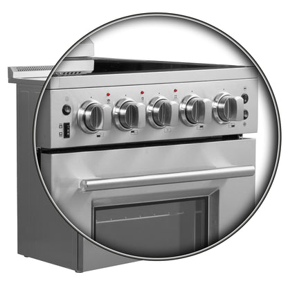 FORNO Loiano 24 in. 2.3 cu. ft. Freestanding Electric Range with 4 Radiant Elements, Storage Drawer, Air Fryer Kit, Stainless Steel (FFSEL6069-24)