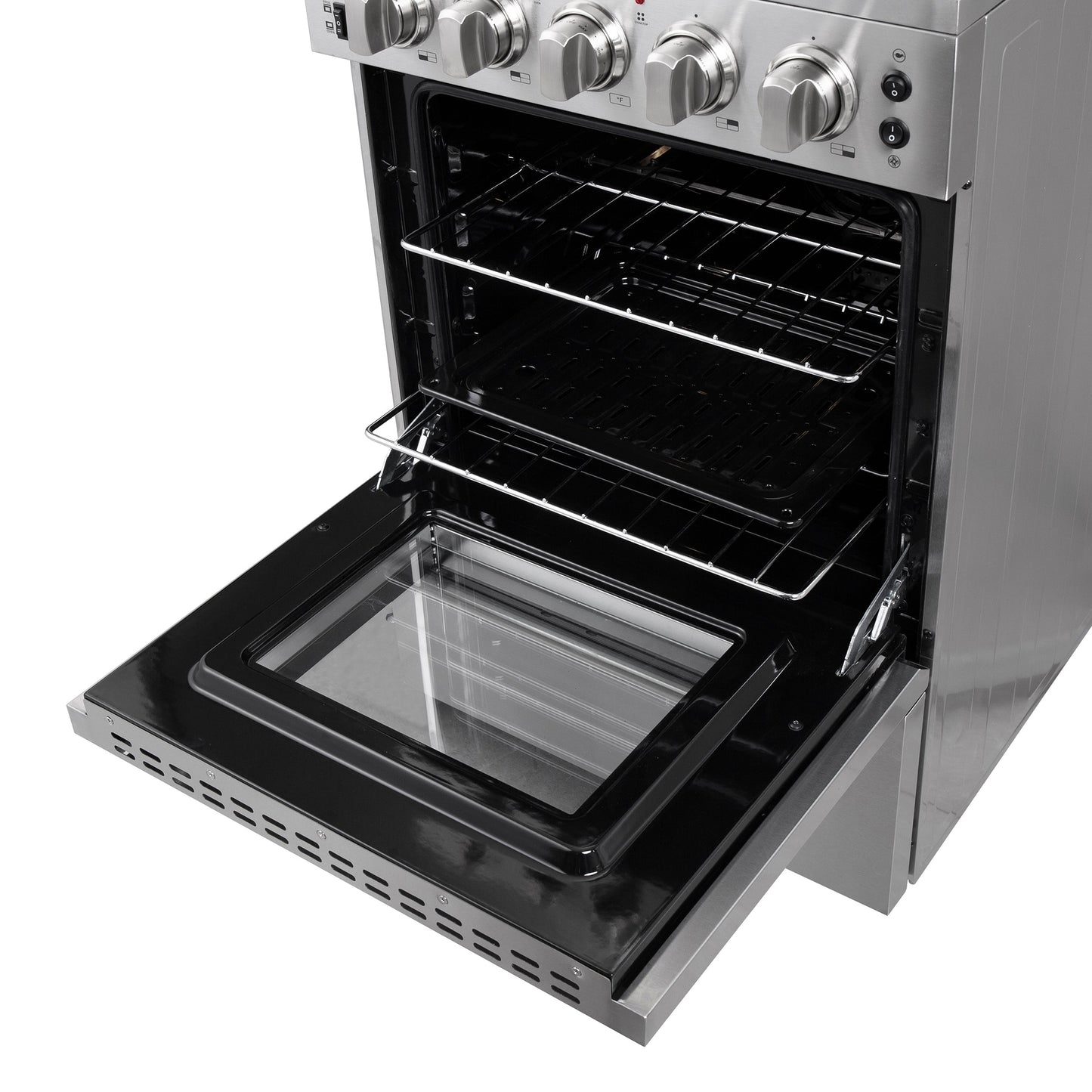 FORNO Loiano 24 in. 2.3 cu. ft. Freestanding Electric Range with 4 Radiant Elements, Storage Drawer, Air Fryer Kit, Stainless Steel (FFSEL6069-24)