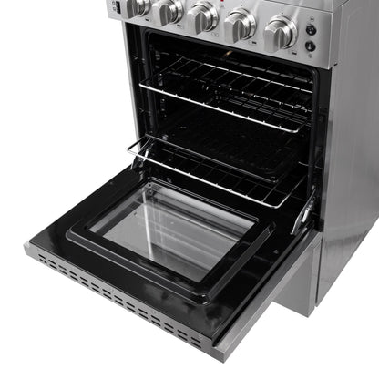FORNO Loiano 24 in. 2.3 cu. ft. Freestanding Electric Range with 4 Radiant Elements, Storage Drawer, Air Fryer Kit, Stainless Steel (FFSEL6069-24)