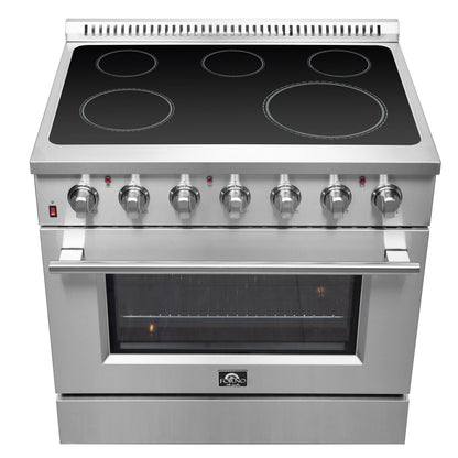FORNO Galiano 36 in. Freestanding Electric Range, 5.36 cu. ft., 5 Elements, Stainless Steel (Model FFSEL6083-36)