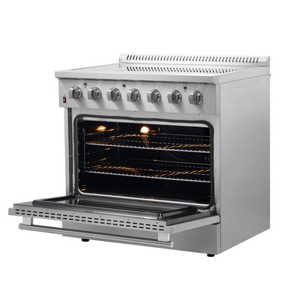 FORNO Galiano 36 in. Freestanding Electric Range, 5.36 cu. ft., 5 Elements, Stainless Steel (Model FFSEL6083-36)