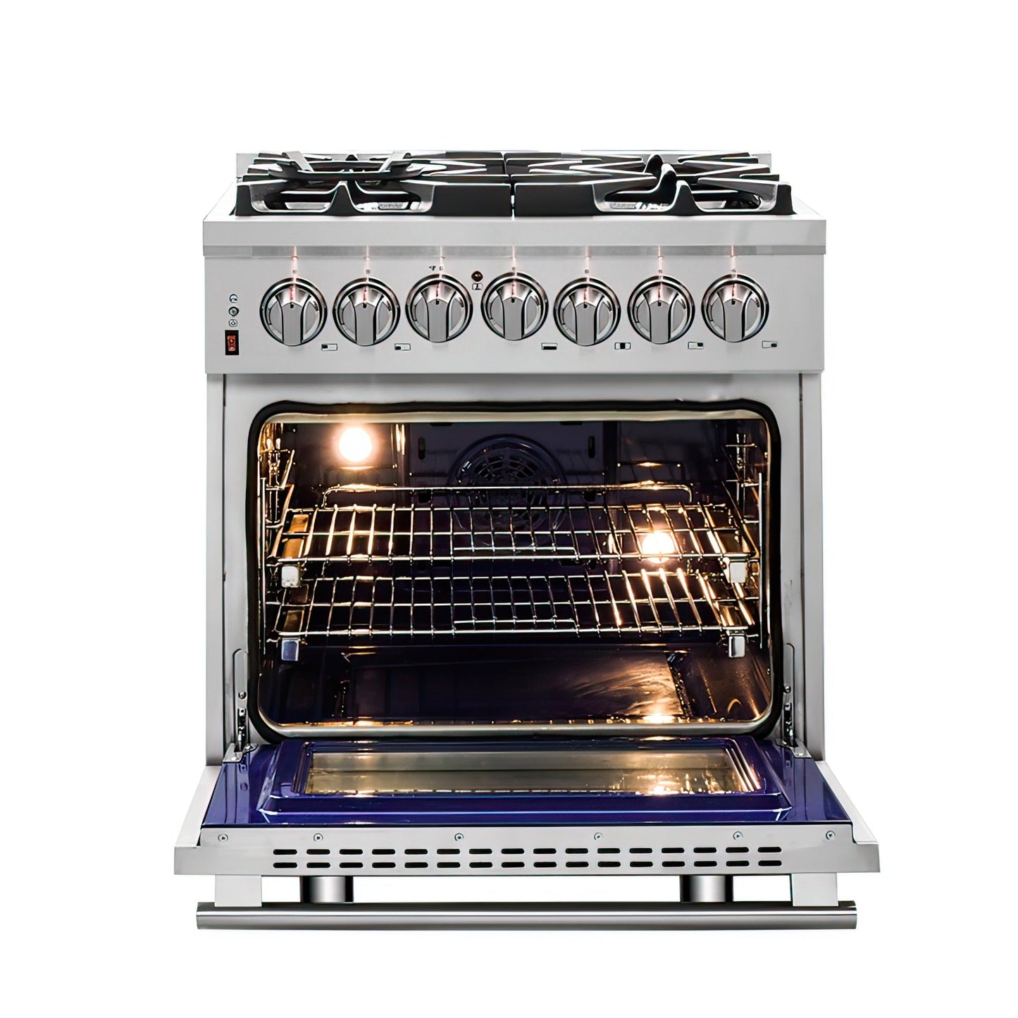 FORNO Appliance Package - 30" Dual Fuel Range, 30" Range Hood, 60" Refrigerator, AP-FFSGS6125-30-W-4