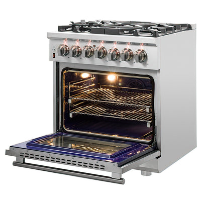 FORNO Appliance Package - 30" Dual Fuel Range, 30" Range Hood, 60" Refrigerator, Dishwasher, Microwave Drawer, AP-FFSGS6125-30-W-8