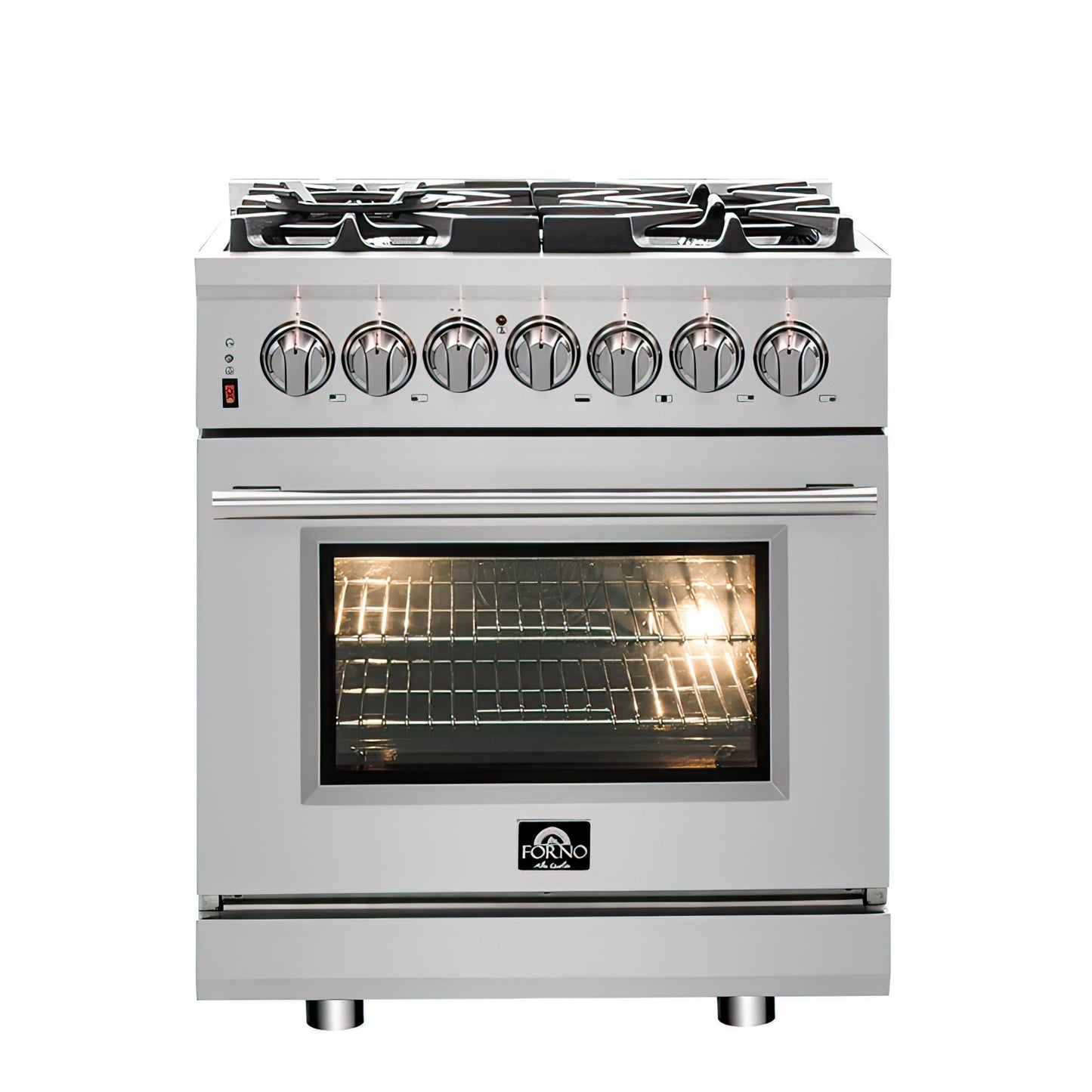 FORNO Appliance Package - 30" Dual Fuel Range, 30" Range Hood, 60" Refrigerator, AP-FFSGS6125-30-W-4