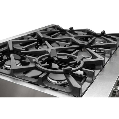 FORNO Massimo 36 in. Freestanding Dual Fuel Range with 6 Sealed Burners, 5.36 cu. ft. Electric Oven, Griddle, Wok Ring, and Air Fry Kit in Stainless Steel (Model FFSGS6125-36)