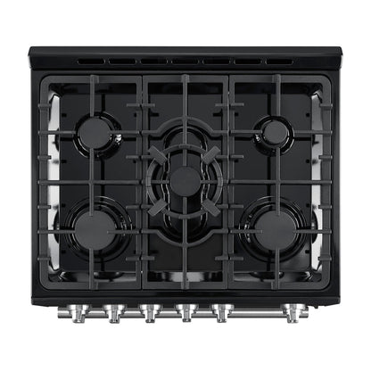 Forno Espresso Leonardo 30-Inch Freestanding Gas Range, 5.0 cu. ft., Black with Stainless Steel Handles (Model FFSGS1116-30BLK)