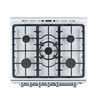 Forno Espresso Leonardo 30-Inch Freestanding Gas Range, 5.0 cu. ft., White with Stainless Steel Handles (Model FFSGS1116-30WHT)