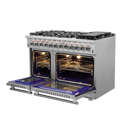 Forno Massimo 48 in. Freestanding Dual Fuel Range with 8 Sealed Burners, 6.58 cu. ft. Oven, Stainless Steel (FFSGS6125-48)
