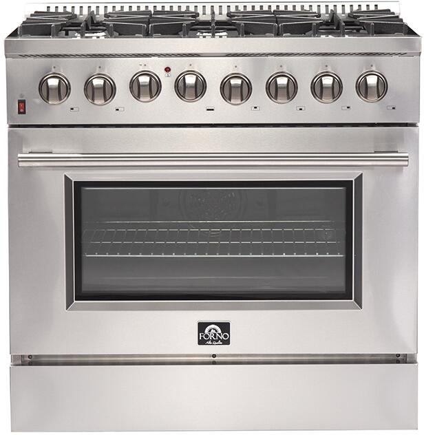 FORNO Package - 36 Inch Dual Fuel Range, Wall Mount Range Hood, Refrigerator, Microwave Drawer, Dishwasher, AP-FFSGS6156-36-W-8