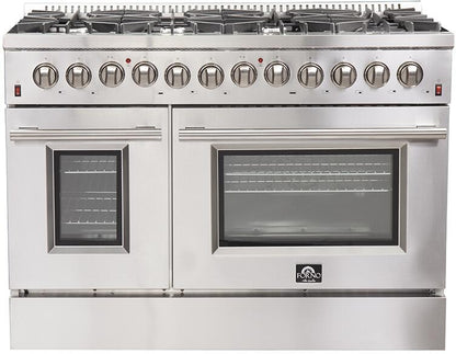 FORNO Appliance Package - 48" Gas Burner, Electric Oven Range, Range Hood, 60" Refrigerator, Dishwasher, AP-FFSGS6156-48-16