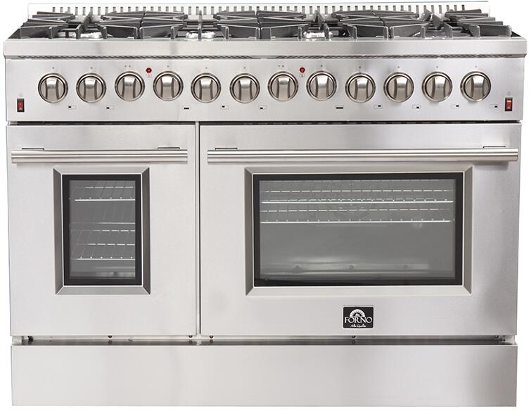 FORNO Appliance Package - 48" Gas Burner, Electric Oven Range, Wall Mount Range Hood, AP-FFSGS6156-48-19