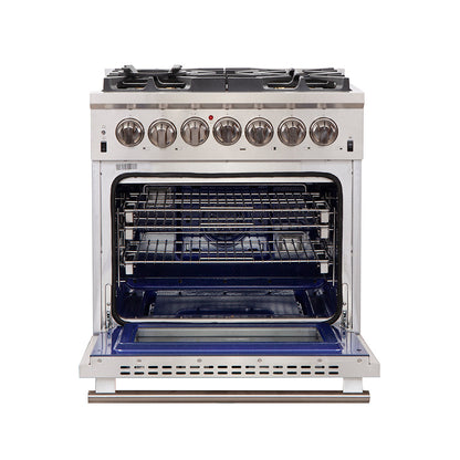 Forno Capriasca 30 in. Freestanding Dual Fuel Range, 4.32 cu. ft. Electric Oven, 5 Gas Burners, Stainless Steel (FFSGS6187-30)